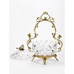 Конфетница с бронзовой ручкой и фарфоровой птичкой на крышке Eden Garden варинант исполнения - 2 | Loft Concept в Уфе