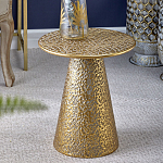 Журнальный столик с конусообразной основой и текстурной поверхностью золотого цвет Ethnic Metal варинант исполнения - 3 | Loft Concept в Уфе