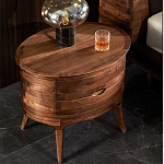 Прикроватный столик из дерева с 2-мя ящиками Moon Walnut Furniture варинант исполнения - 3 | Loft Concept в Уфе
