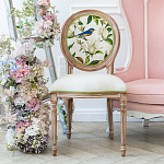 Стул бежевый из натурального бука с изображением птиц и цветов Blooming Blue Birds варинант исполнения - 3 | Loft Concept в Уфе