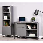 Стеллаж книжный цвета графит с 3-мя открытыми полками и дверкой Strict Lines варинант исполнения - 4 | Loft Concept в Уфе