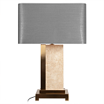 Настольная лампа с основанием из натурального камня c серым прямоугольным абажуром Lapis Tiburtinus варинант исполнения - 1 | Loft Concept в Уфе