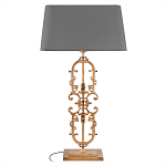 Настольная лампа на ажурном чугунном основании с тканевым серым абажуром Openwork Lamp варинант исполнения - 1 | Loft Concept в Уфе