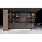 Комбинированный кухонный гарнитур сине-серого цвета с фасадом под дерево Benjamin Kitchen Set варинант исполнения - 4 | Loft Concept в Уфе