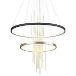 Люстра подвесная с 2-мя круглыми подвесами в черном и золотистом цвете и вертикальными подвесками Ring Horizontal варинант исполнения - 1 | Loft Concept в Уфе
