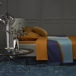 Плед из хлопка синего цвета с абстрактным принтом Elysian Flow Ocean варинант исполнения - 6 | Loft Concept в Уфе