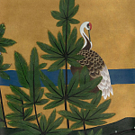 Обои ручная роспись Tsuro Cranes Original colourway on Gold Bullion gilded silk варинант исполнения - 2 | Loft Concept в Уфе