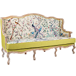 Диван из натурального бука бежевый с изображением птиц и цветов Beige Green Chinoiserie Garden Sofa варинант исполнения - 3 | Loft Concept в Уфе