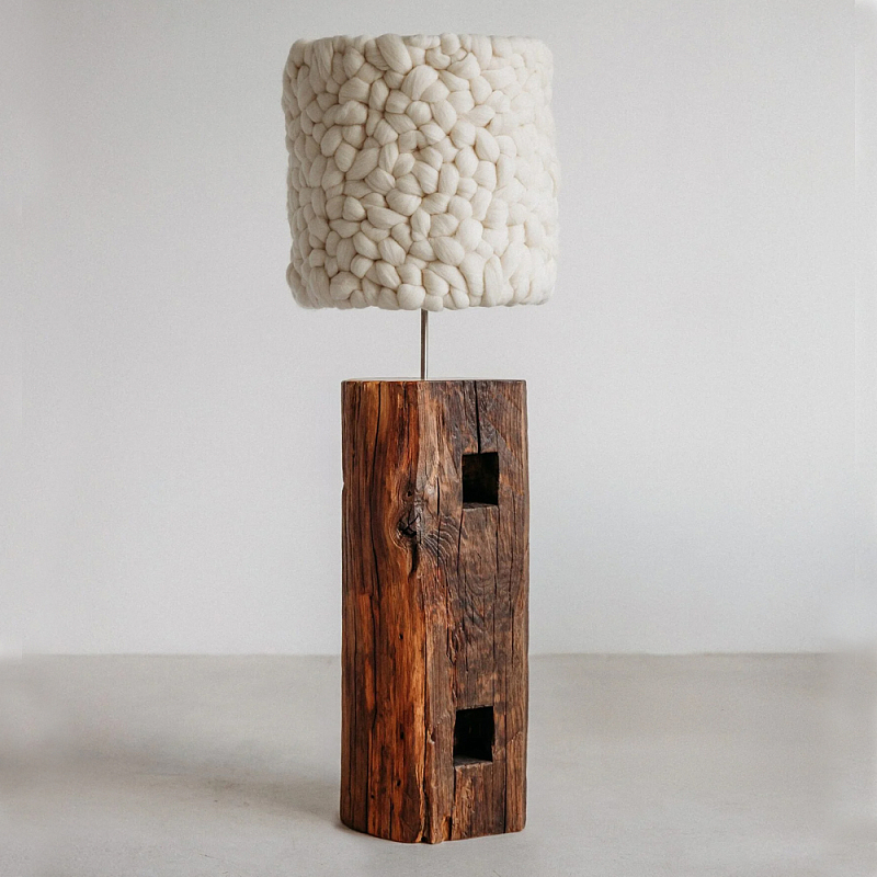 Торшер с вязаным абажуром Woolen Floor Lamp Белый Коричневый Торшер с вязаным абажуром Woolen Floor Lamp Белый Коричневый в Уфе | Loft Concept