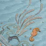 Обои с вышивкой ручной работы Amami Waves Moonbeam colourway on silk moire варинант исполнения - 3 | Loft Concept в Уфе