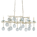 Люстра линейная с круглыми прозрачными подвесками  Horizontal Rectangular Chandelier варинант исполнения - 2 | Loft Concept в Уфе