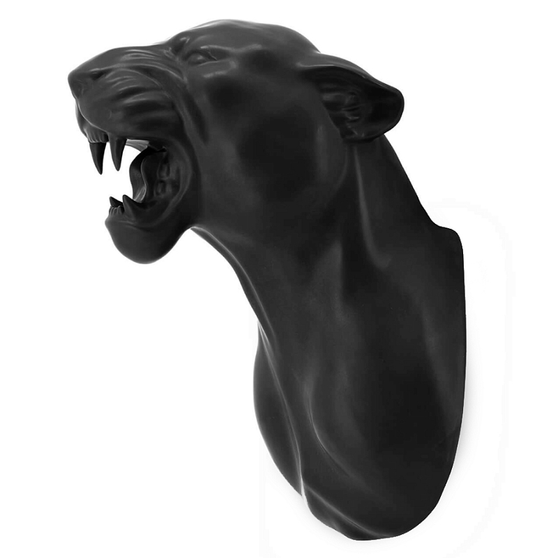 Аксессуар на стену Пантера матовая Abhika LEOPARD HEAD HANGING Черный матовый в Уфе | Loft Concept 