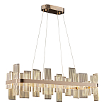 Люстра подвесная прямоугольная с рифлёными прозрачными элементами и золотым основанием Aurea Vista варинант исполнения - 1 | Loft Concept в Уфе