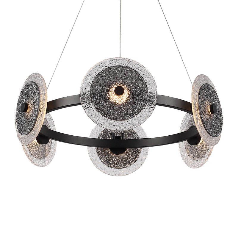Люстра с плафонами из фактурного двойного стекла Heterochromia Дымчатый (Smoke) Черный в Уфе | Loft Concept 