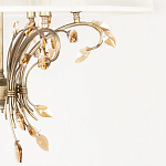 Люстра подвесная круглая с тканевым полупрозрачным абажуром и подвесками 6 ламп Gilded Elegance варинант исполнения - 6 | Loft Concept в Уфе