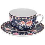 Чайный набор из фарфора синий на 6 персон 12 предметов Flower Porcelain Collection варинант исполнения - 1 | Loft Concept в Уфе