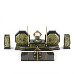 Настольный письменный набор из змеевика с часами и таблетницей Successful Leader варинант исполнения - 1 | Loft Concept в Уфе