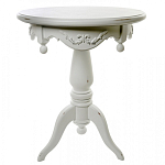 Стол приставной круглый белого цвета из массива бука с легкими потертостями White Provence варинант исполнения - 1 | Loft Concept в Уфе