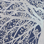 Обои ручная роспись в стиле Арт-деко Windswept Blossom Special Colourway on Dark Blue dyed silk варинант исполнения - 2 | Loft Concept в Уфе