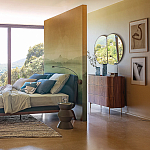 Комод округлой формы с тремя ящиками Walnut and Leather варинант исполнения - 8 | Loft Concept в Уфе