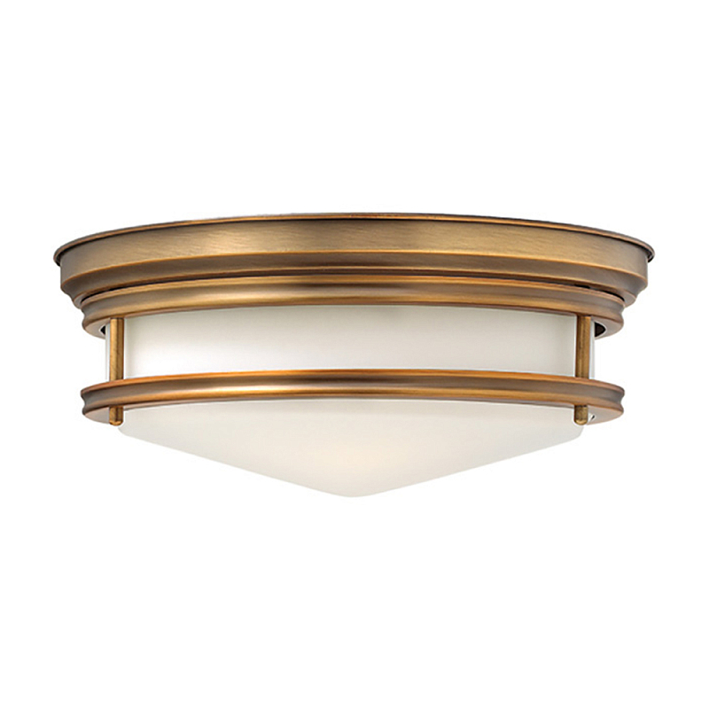 Потолочный светильник с белым матовым стеклянным плафоном в форме перевернутого конуса Hinkley Белый Бронза Хром в Уфе | Loft Concept 