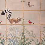 Обои ручная роспись Trellised Menagerie Standard colourway on scenic paper варинант исполнения - 1 | Loft Concept в Уфе