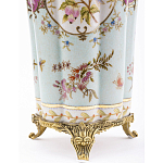 Ваза голубого цвета из фарфора с цветочным рисунком и бронзовой стрекозой Blue Garden варинант исполнения - 3 | Loft Concept в Уфе