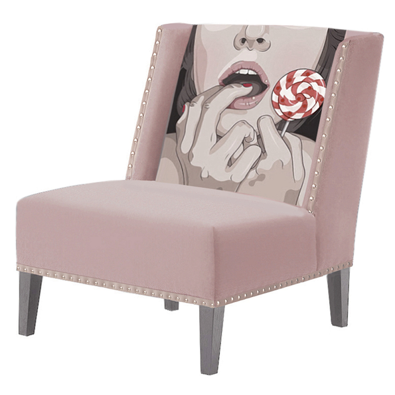 FUN Armchair Lollipop Pink Дизайнерское кресло с цветным принтом Розовый пастельный в Уфе | Loft Concept 