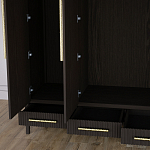 Большой Шкаф Primo Темный орех с 3 дверьми и 3 выдвижными ящиками варинант исполнения - 7 | Loft Concept в Уфе