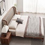 Кровать двуспальная с мягким изголовьем Moon Walnut Bed варинант исполнения - 4 | Loft Concept в Уфе