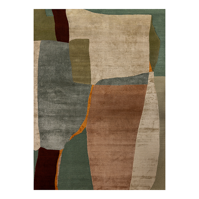 Ковер шелк Manhattan Wool Silk Carpet V Малахит Оливковый Бежевый в Уфе | Loft Concept 