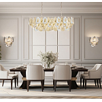 Люстра овальная с многослойными белыми и прозрачными подвесками Character Chandelier варинант исполнения - 6 | Loft Concept в Уфе