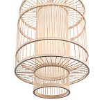 Подвесной светильник из деревянных прутьев с плафоном из натуральной ткани Light Inside the Cell варинант исполнения - 5 | Loft Concept в Уфе