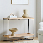 Консоль деревянной столешницей и полкой Wooden Table Top and Shelf варинант исполнения - 6 | Loft Concept в Уфе