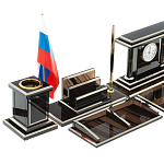 Настольный письменный набор с часами из природного камня обсидиана Team leader варинант исполнения - 3 | Loft Concept в Уфе