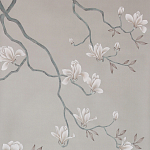 Обои ручная роспись Magnolia Canopy Original Colourway on Oyster Shell metallic silk варинант исполнения - 2 | Loft Concept в Уфе