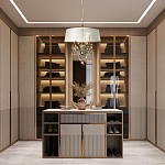 Люстра подвесная круглая с тканевым полупрозрачным абажуром и подвесками 4 лампы Gilded Elegance варинант исполнения - 8 | Loft Concept в Уфе