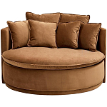 Кушетка круглая с обивкой из велюра коричневая Milky Brown Chair варинант исполнения - 2 | Loft Concept в Уфе