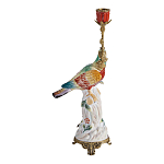 Подсвечник с попугаем из фарфора с бронзовыми элементами Eden Garden варинант исполнения - 3 | Loft Concept в Уфе