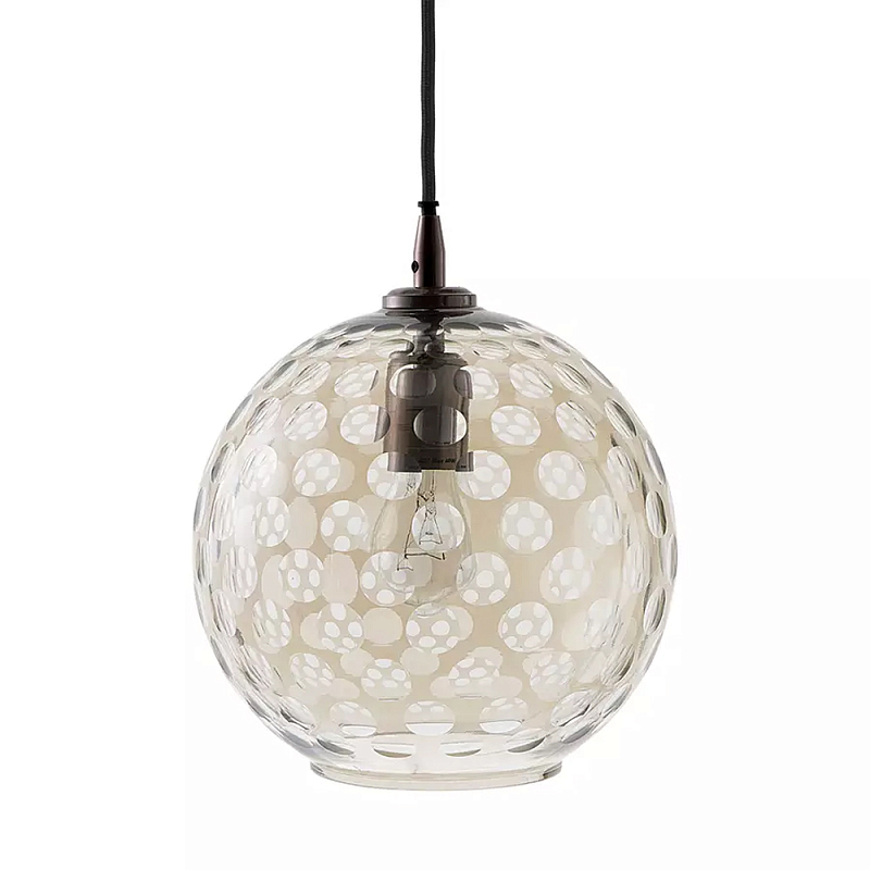 Подвесной светильник с плафоном в форме шара из стекла с рельефным узором Glass Pattern Lamp Коричневый в Уфе | Loft Concept 