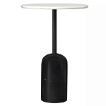 Кофейный столик с белой мраморной столешницей на черном основании Tall Coffee Black and White Table варинант исполнения - 3 | Loft Concept в Уфе