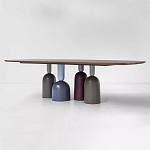 Обеденный стол деревянный с разноцветными фигурными ножками Cop варинант исполнения - 1 | Loft Concept в Уфе