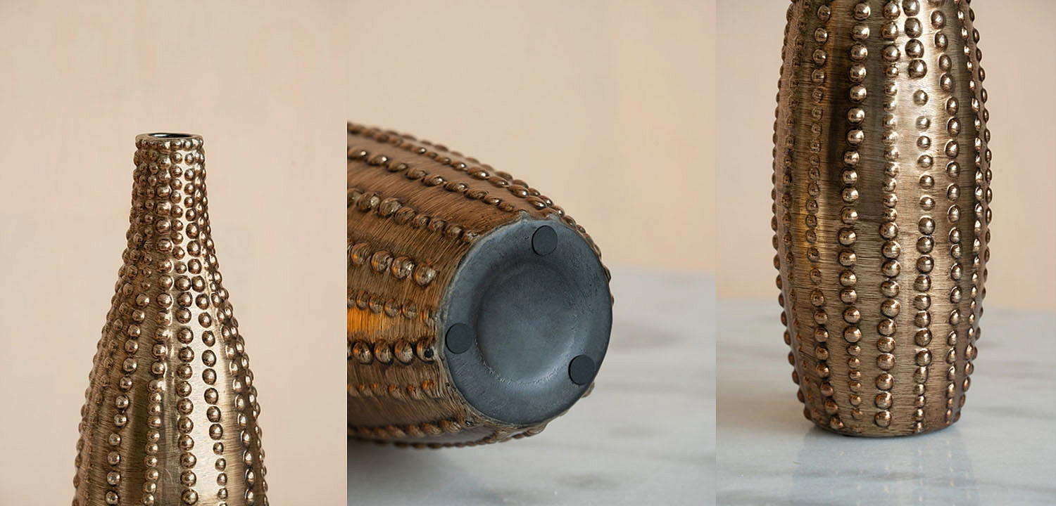 Ваза Ribbed Vase Narrow Throat bronze-gold 34 Ваза Ribbed Vase Narrow Throat bronze-gold 34 - Loft-Concept в Уфе