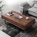 Кофейный стол из массива дерева с выдвижными ящиками Coffee Walnut Table варинант исполнения - 1 | Loft Concept в Уфе