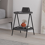 Стол приставной с 2-мя круглыми столешницами цвета антрацит ESSEL SIDE TABLE ANTHRACITE варинант исполнения - 3 | Loft Concept в Уфе