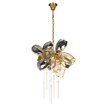 Люстра подвесная со стеклянными плафонами из дымчатого и золотистого с шестью вертикальными подвесками Gilded Mirage  варинант исполнения - 2 | Loft Concept в Уфе