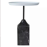 Кофейный столик с круглой столешницей и мраморным основанием Steel Reliability варинант исполнения - 1 | Loft Concept в Уфе