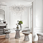 Люстра подвесная с прозрачными стеклянными подвесками в форме капель Диаметр 100 см Droplet Chandelier варинант исполнения - 21 | Loft Concept в Уфе