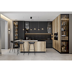 Черный матовый кухонный гарнитур с фасадом под дерево Axelle Kitchen Set варинант исполнения - 3 | Loft Concept в Уфе