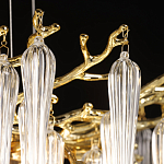 Люстра золотого цвета с декоративными ветками и длинными прозрачными стеклянными подвесами в форме сосулек Droplet Chandelier варинант исполнения - 6 | Loft Concept в Уфе